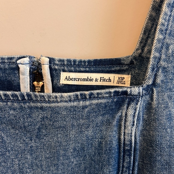 Abercrombie and Fitch Dress PXS Denim Maxi Sleeveless Slit Square Neck Y2K Style - Picture 3 of 11